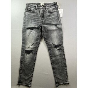 Etica Women's 27 Jeans (30x30) Distressed Gray / Black Wash Tapered Leg Grunge